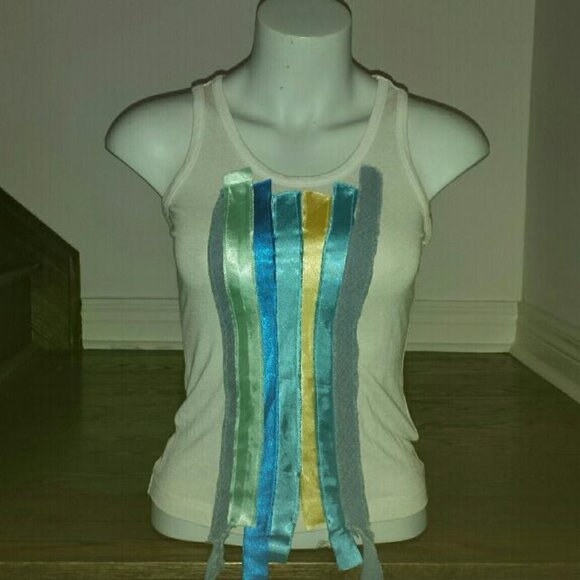 Ecko Red Women’s Tank Top – XS – White with Ribbon Stripes - Picture 1 of 2